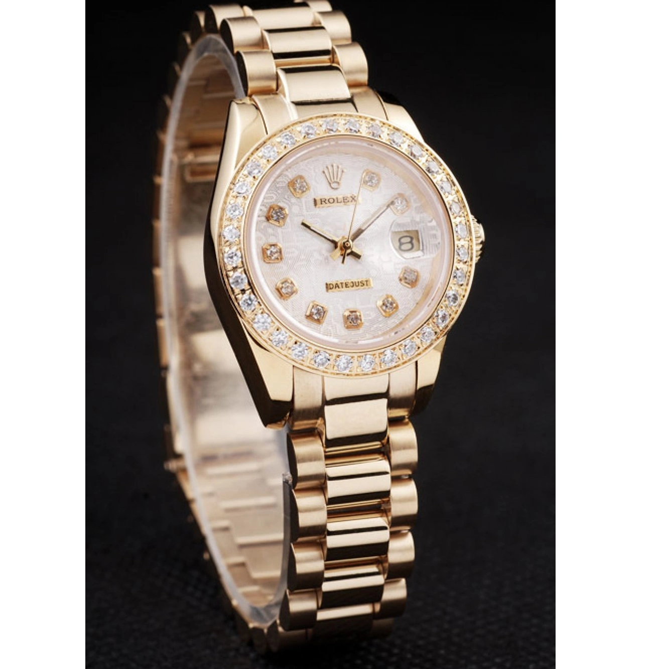 Aaa fake watches Plated Diamond Plated Steel Stainless 98076 Rolex 18k Yellow Gold Datejust 0602